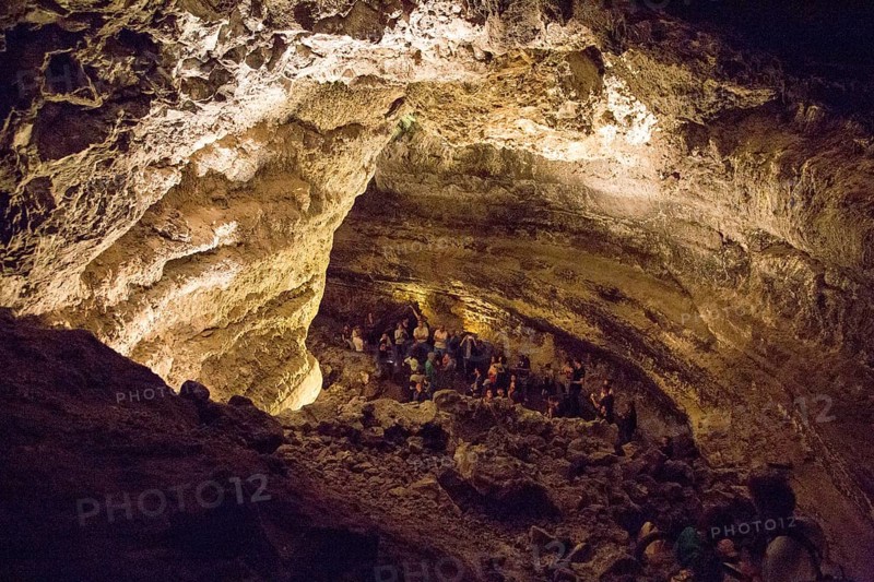 Cueva de Los Verdes, cave tourist attraction in lava pipe tunnel, Lanzarote, Canary Islands, Spain, Europe