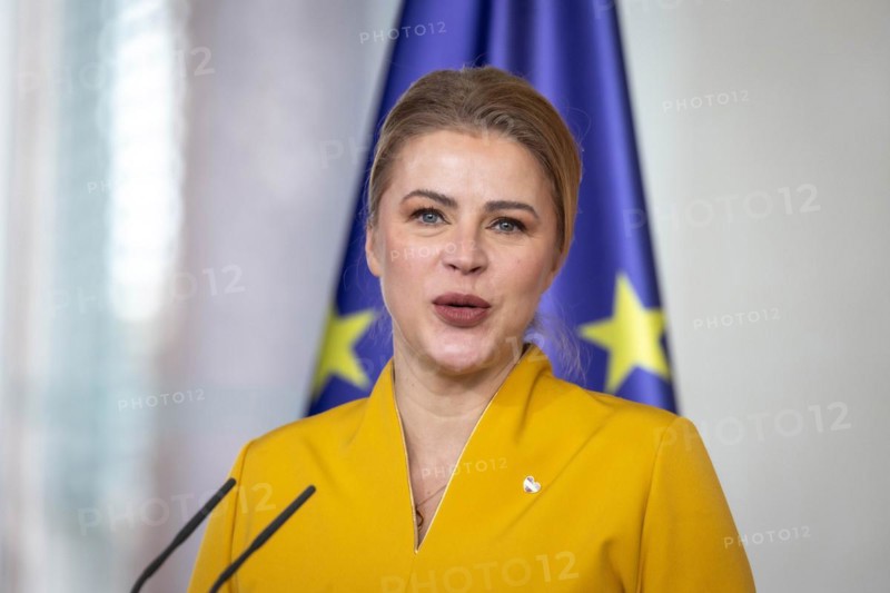 Evika Silina, Prime Minister of Latvia, at a press conference at the Chancellery in Berlin, 27 March 2024