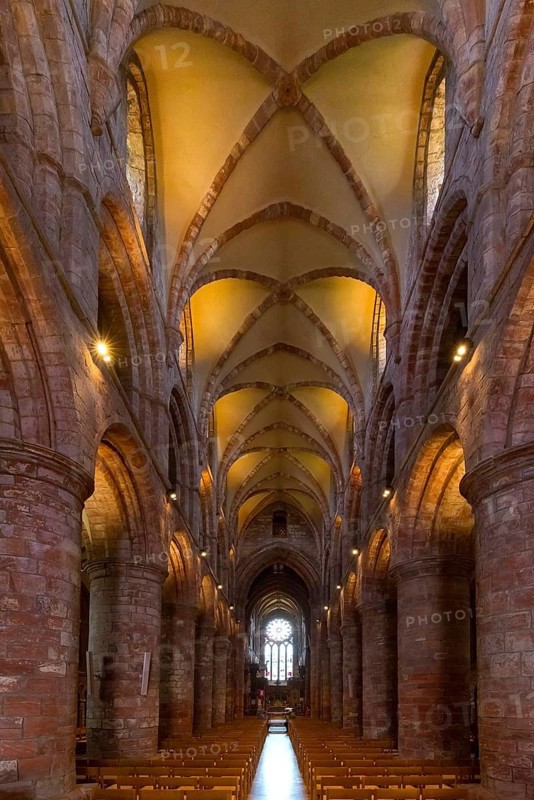 12th century St Magnus Cathedral, oldest cathedral in Scotland and most northerly cathedral in the United Kingdom at Kirkwall on the Orkney Islands