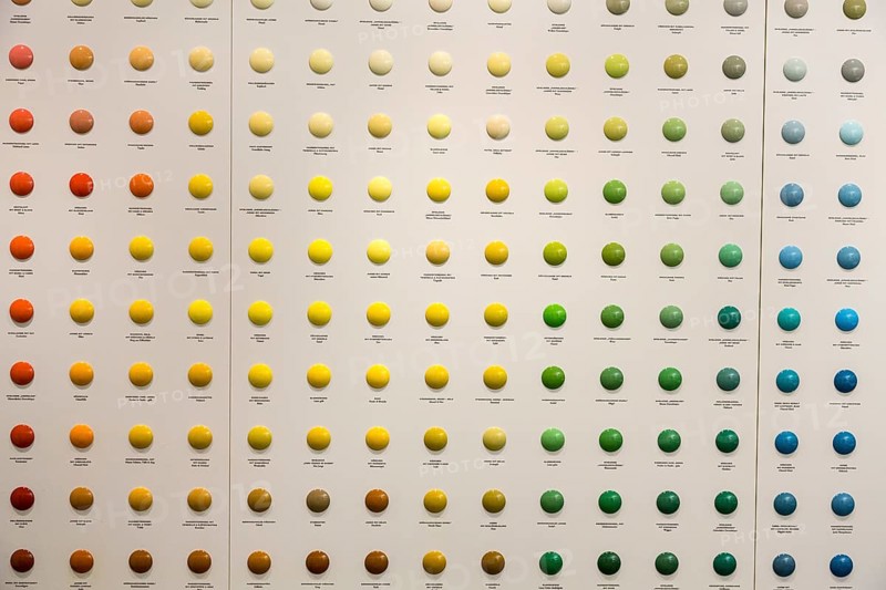 Colour palette in the Wendt & Kühn world in Grünhainichen, Erzgebirge, Saxony, Germany, Europe
