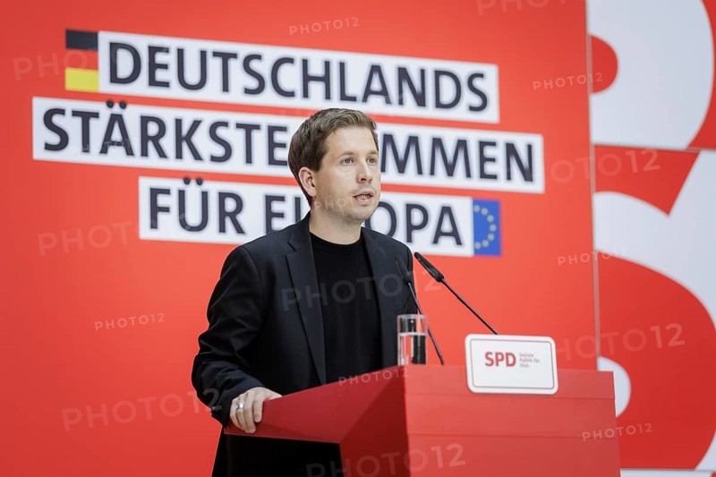 Kevin Kuehnert, SPD Secretary-General, at a press conference following the SPD Executive Committee meeting after the European elections at Willy Brandt Haus in Berlin, 10 June 2024