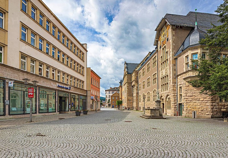 Marktstraße and district court Rudolstadt, Thuringia, Germany, Europe