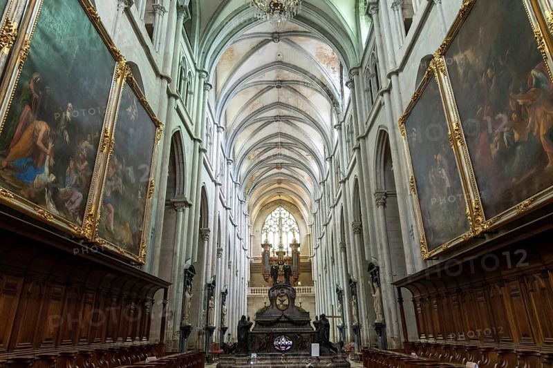 Saint-Antoine l'Abbaye labeled Les Plus Beaux Villages de France. Interior of the Abbey Church built from the 12th to the 15th century. Isere. Auvergne-Rhone-Alpes. France