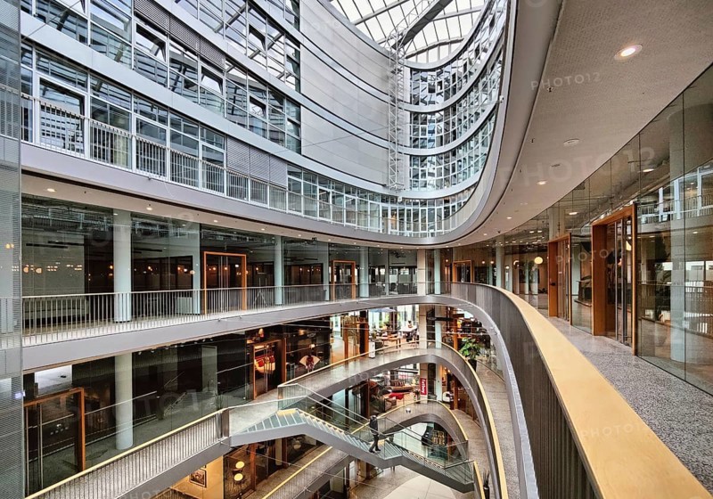 Stilwerk Düsseldorf, interior photo, elliptical atrium with surrounding galleries on five sales floors, Germany, Europe