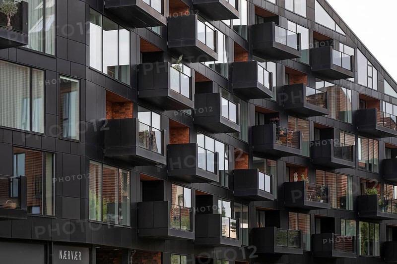 Contemporary architecture, Krøyers Square residential complex, inspired by historic warehouses, Nordic Ecolabel certified, Christianshavn district, Copenhagen, Denmark, Europe