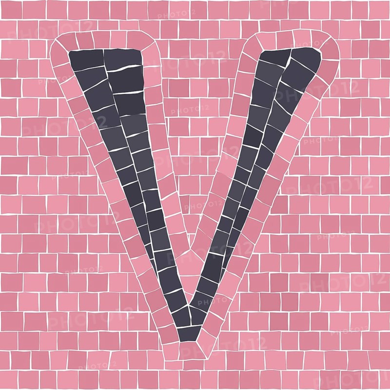 Mosaic tiles letter V. EPS 10 editable flat design vector seamless horizontal pattern