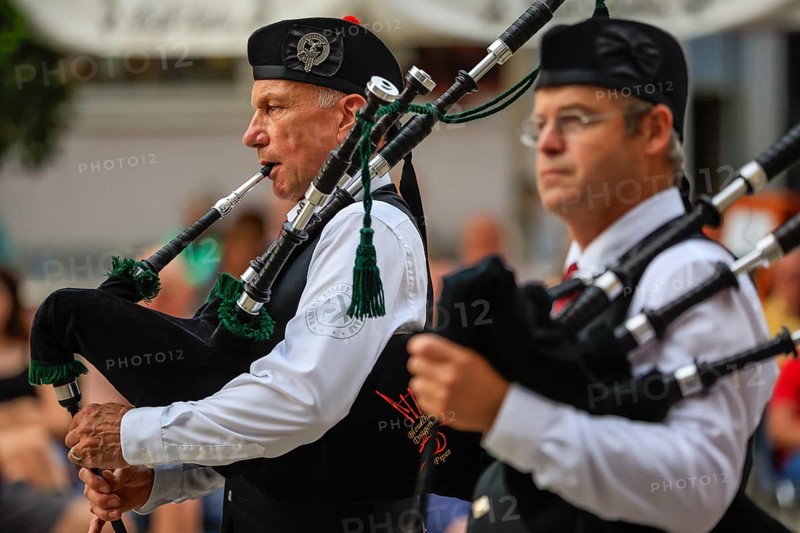 Bagpipe orchestra, Pipe concert, Sigmaringen, Baden-Württemberg, Germany, Europe