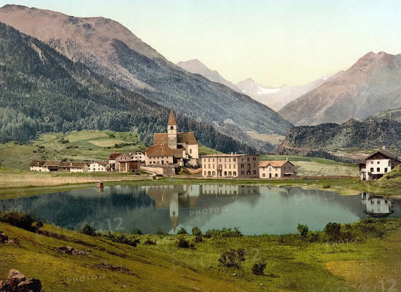 Lower Engadine, Tarasp, Fontana, Graubuenden, Switzerland, Historical, digitally restored reproduction from a 19th century original, Record date not stated, Europe