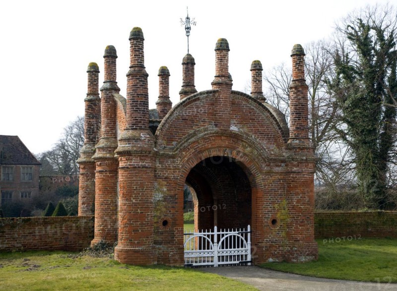 Built circa 1549 an unusual Tudor gatehouse. Erwarton Hall, Suffolk, England, UK