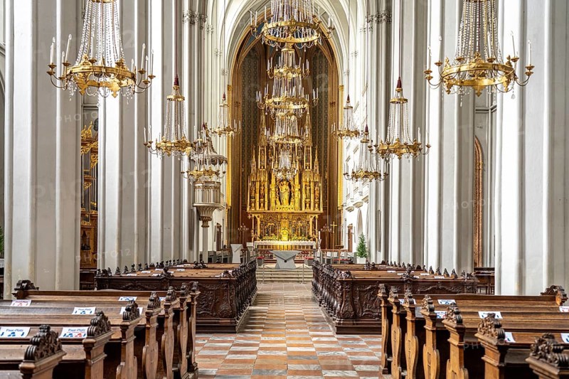 Interior of the Gothic Roman Catholic parish church Augustinerkirche in Vienna, Austria, Europe