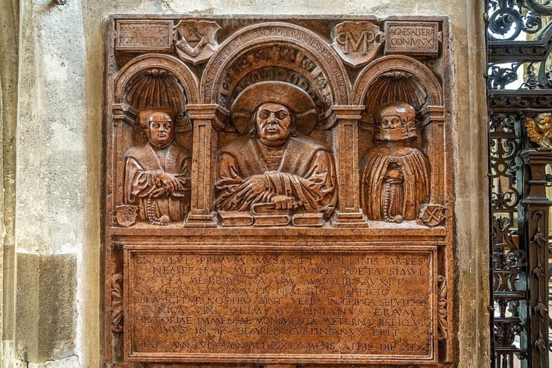 Johannes Cuspinian epitaph in the interior of St Stephen's Cathedral in Vienna, Austria, Europe