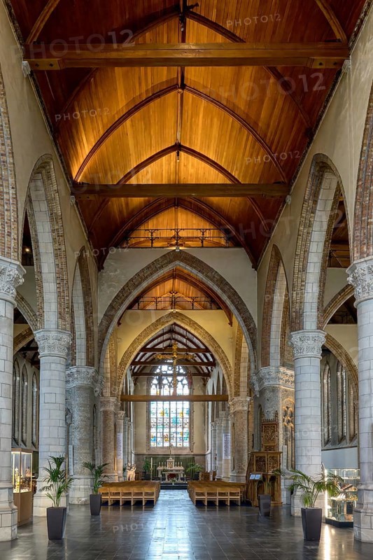 Our Lady Church, Central nave and chapels, Nieuwpoort, West Flanders, Belgium, Europe