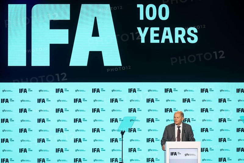 Olaf Scholz, Chancellor of the Federal Republic of Germany (SPD) speaks at the opening gala for 100 years of IFA in the CityCube, Berlin, 05/09/2024