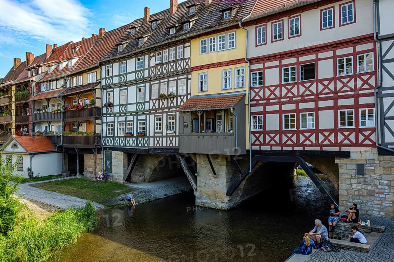 The Krämerbrücke in the historic city centre of Erfurt, Thuringia, Germany, is one of the city's famous landmarks and the longest continuously built bridge with houses in Europe, Europe