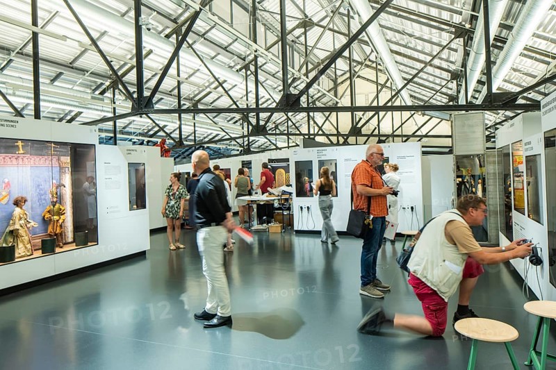 The puppet theatre collection of the Staatliche Kunstsammlungen Dresden (SKD), one of the largest of its kind in the world, will open its doors at its new location on 7 September: the power plant Mitte will not only house 12, 000 marionettes, hand puppets and other theatre figures on around 2, 600 square metres, but also entire stages and the extensive archive, a total of over 100, 000 objects, will find an appropriate place. In future, there will be two exhibitions that can be visited independently of each other: The permanent basic exhibition will present highlights from the collection such as marionettes developed at the Weimar Bauhaus and the Hohnsteiner Kasper, the ancestor of many modern German hand puppet puppets., Puppet theatre collection at the new location in power plant Mitte, Dresden, Saxony, Germany, Europe