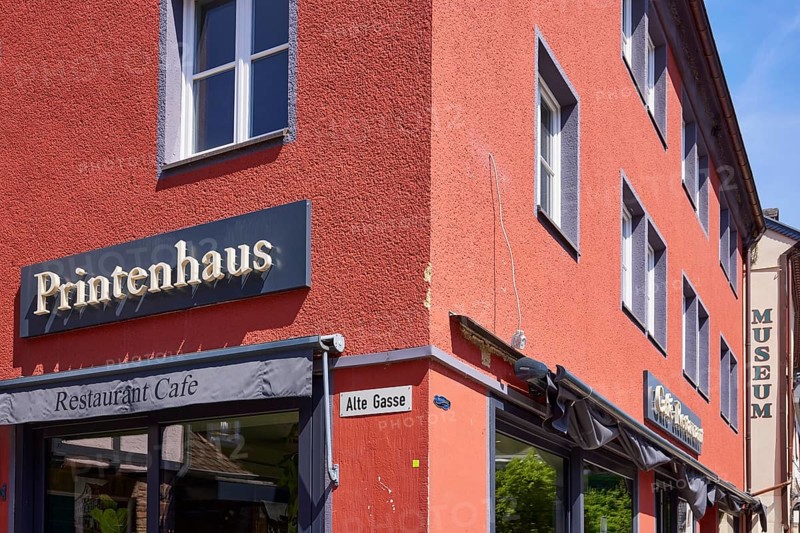 Restaurant and Cafe Printenhaus in the city centre of Bad Münstereifel, Eifel, Euskirchen district, North Rhine-Westphalia, Germany, Europe