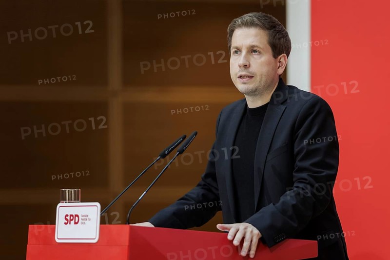 Kevin Kuehnert, SPD Secretary-General, at a press conference following the SPD Executive Committee meeting after the European elections at Willy Brandt Haus in Berlin, 10 June 2024