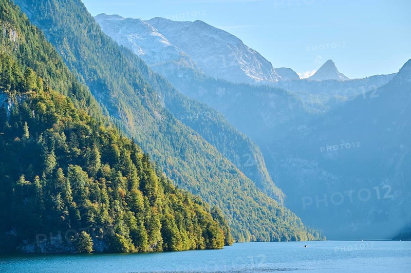 Lake Koenigssee in autumn, Alps, Bavaria, Germany, Europe