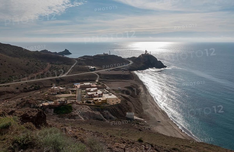 Faro del Cabo de Gata lighthouse, Cabo de Gata nature park Park, Nijar, Almería, Andalusia, Spain, Europe