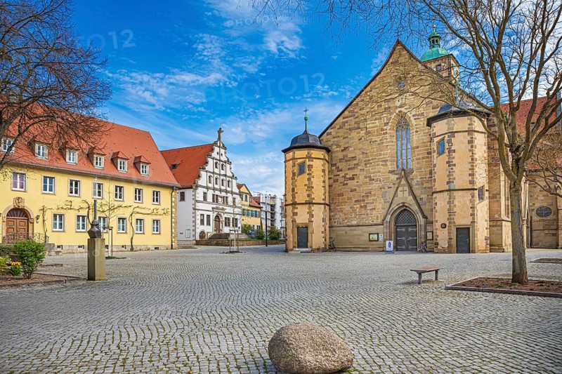 Martin-Luther-Platz and St. Johanniskirche in Schweinfurt, Germany, Europe