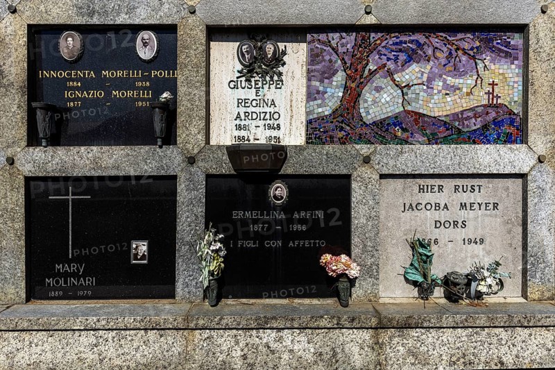 Cemetery, monumental cemetery, urn graves, Morcote, Lake Lugano, Lago di Lugano, Canton Ticino, Switzerland, Europe