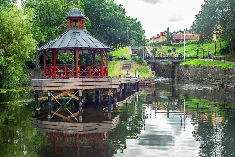 Pavilion at Kinda Canal, Linköping, Östergötland, Sweden, Scandinavia, Europe