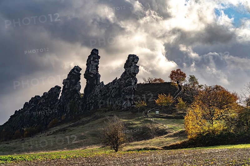 The Devil's Wall rock formation in the Harz district near Thale and Weddersleben, Saxony-Anhalt, Germany, Europe