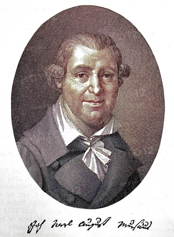 Johann Karl August Musäus, 29 March 1735, 28 October 1787, was a German philologist, writer and literary critic of the Enlightenment, digital reproduction of an original from the 19th century, original date unknown