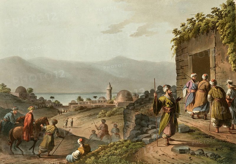Historical Palestine, The village of Bethany and the Dead Sea, Historical, digitally restored reproduction from an early 19th century original, date unknown