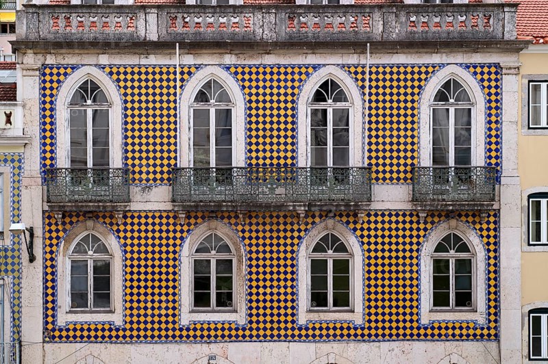 House, house facade, azulejos, tiles, tile decoration, Lisbon, Portugal, Europe