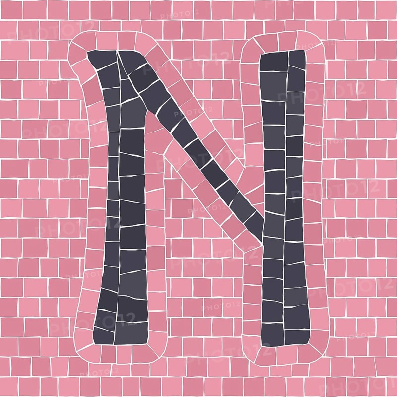 Mosaic tiles letter N. EPS 10 editable flat design vector seamless horizontal pattern