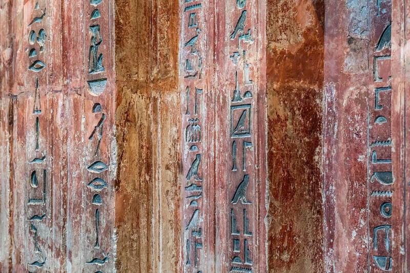 Hieroglyphs, false door, tomb of Ptahschepses, also Ptah-schepses, ancient Egyptian official and high priest of Ptah, British Museum, London, London region, England, Great Britain