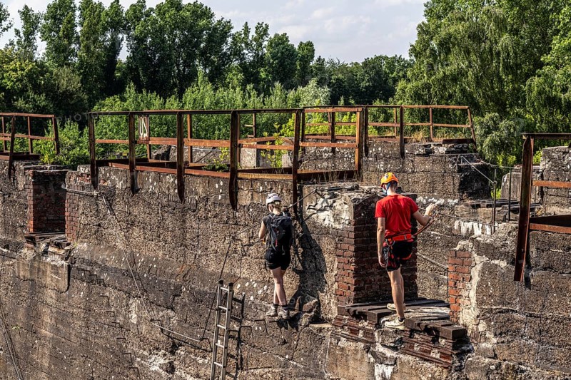 Landschaftspark Duisburg Nord, via ferrata, climbing garden, North Rhine-Westphalia, Germany, Europe