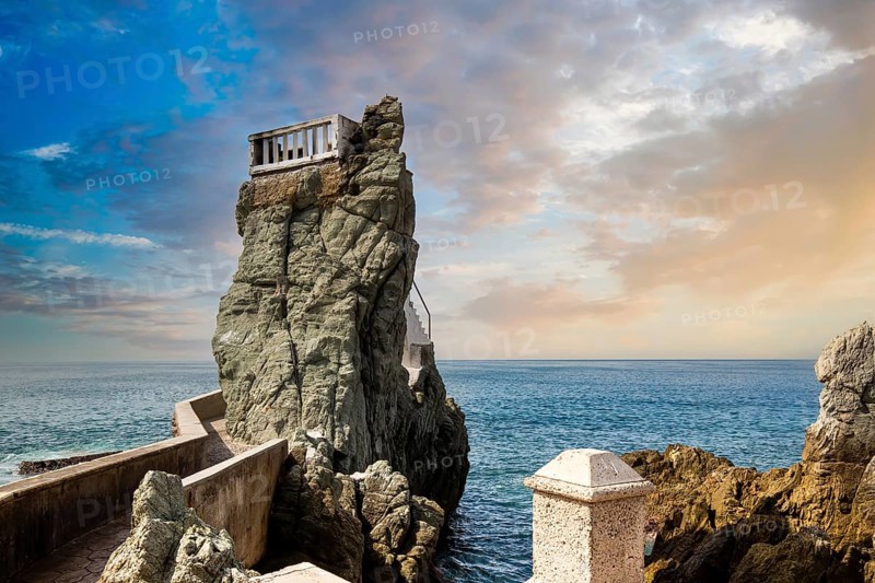 Famous Mazatlan sea promenade, El Malecon, with ocean lookouts and scenic landscapes