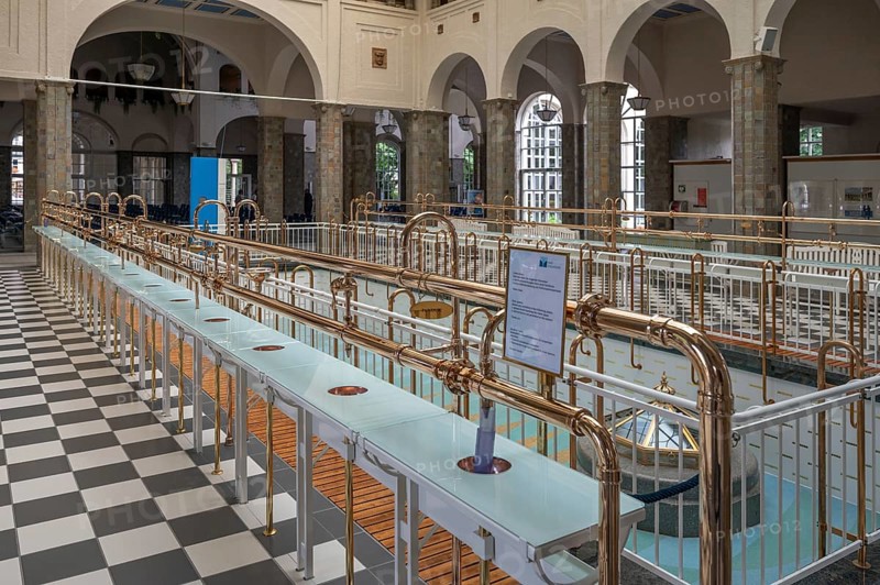 Historic medicinal water taps in the fountain hall, inaugurated in 1842, replaced by a new building in 1911, Bad Kissingen, Lower Franconia, Bavaria, Germany, Europe