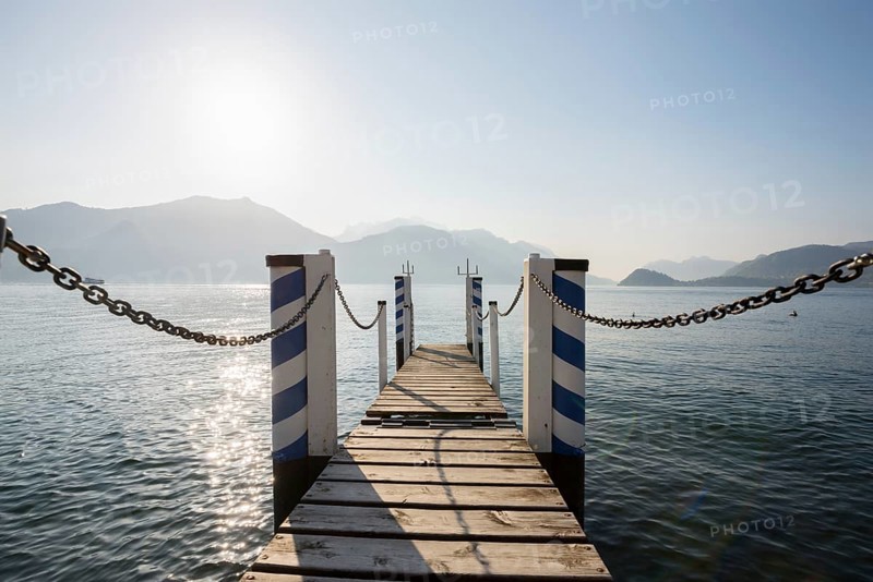 Lake promenade, morning mood, spring, Menaggio, Como province, Lake Como, Lago di Como, Lombardy, Italy, Europe