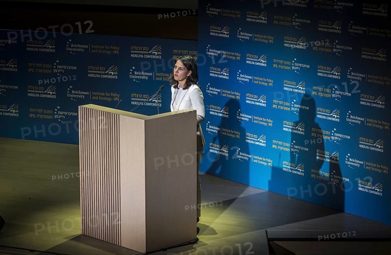Annalena Bärbock (Alliance 90/The Greens), Federal Foreign Minister, photographed during her trip to Israel. Here taking part in the '21st Herzliya Conference, On the path of Strategic Surprises.