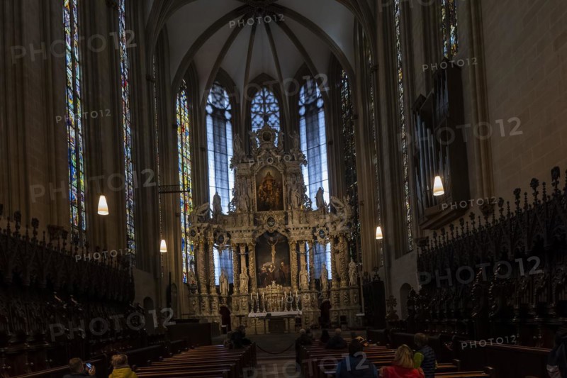 St Mary's Cathedral interior view, the high altar from 1697 in the Gothic choir, Erfurt, Thuringia, Germany, Europe