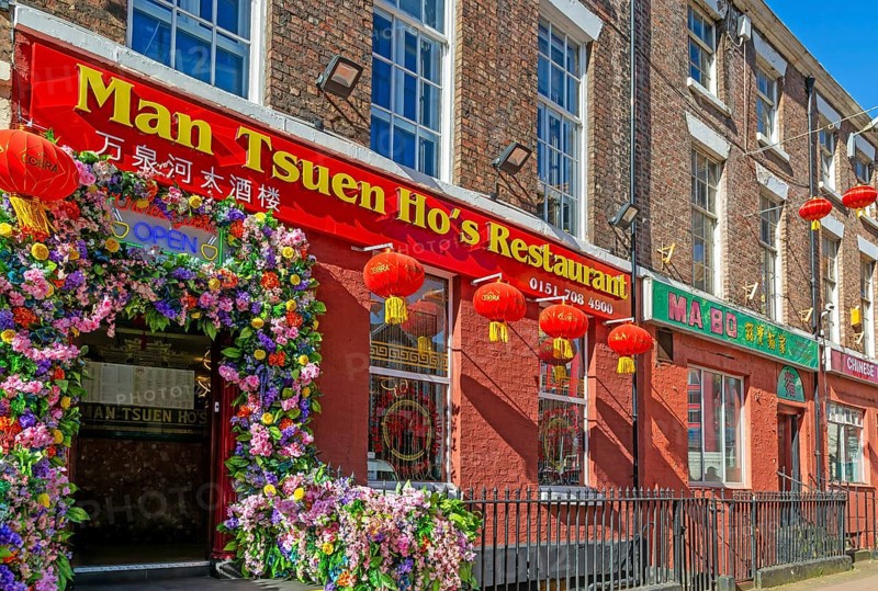 Chinese restaurants in Chinatown, Nelson Street, Liverpool, Merseyside, England, UK