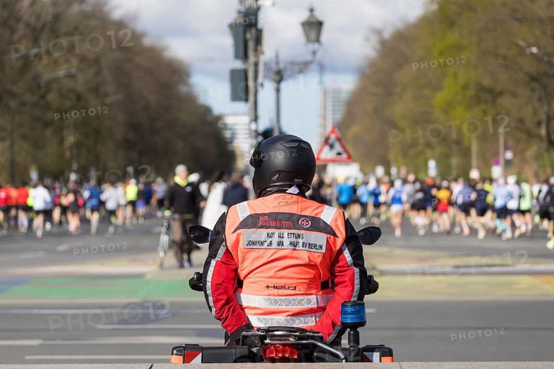 Johanniter emergency rescue service at the 44th Generali Berlin Half Marathon 2025 in Berlin on 6 April 2025