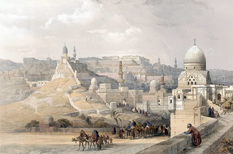 The Citadel of Cairo, residence of Mehemet Ali, Egypt, c. 1850, Historical, digitally restored reproduction from a 19th century original, exact date unknown, AI generated, Africa