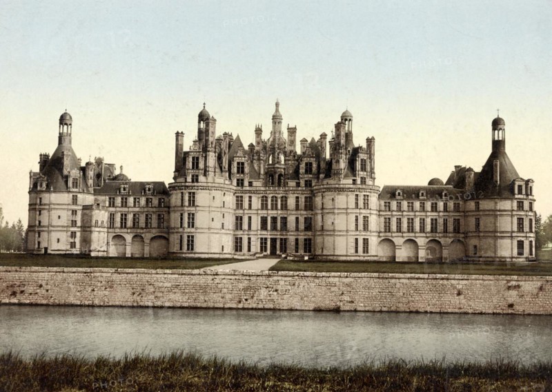Château de Chambord, France, c. 1890, Historic, digitally restored reproduction from a 19th century original, Europe