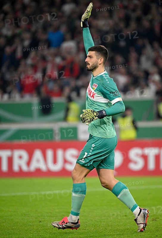 Goalkeeper Fabian Bredlow VfB Stuttgart (01) Gesture Gesture MHPArena, MHP Arena Stuttgart, Baden-Württemberg, Germany, Europe