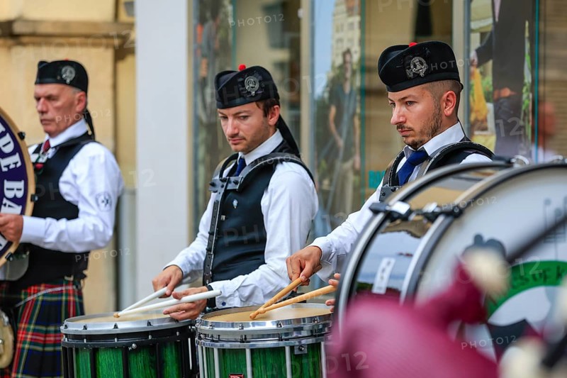 Snear drum player, bagpipe orchestra, pipe concert, Sigmaringen, Baden-Württemberg, Germany, Europe