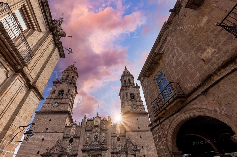 Mexico, Morelia, popular tourist destination Morelia Cathedral on Plaza de Armas in historic center, Central America