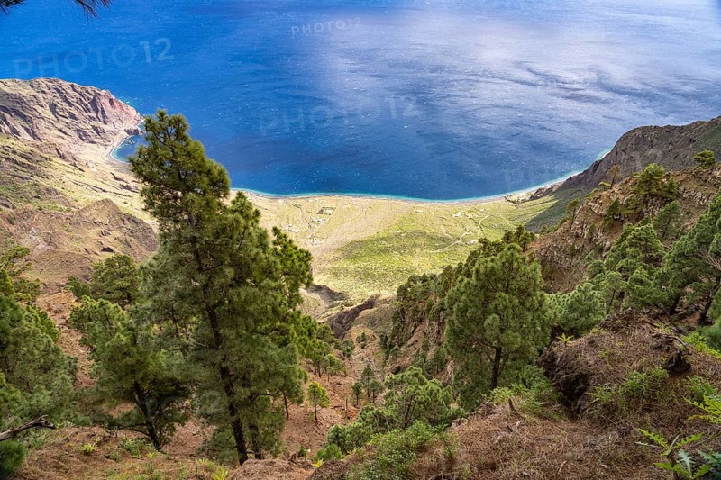View from the Mirador de Las Playas to the east coast near Las Playas, El Hierro, Canary Islands, Spain, Europe