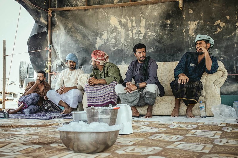 Camel traders' tent at the camel souk in Salalah, Dhofar, Oman, Asia