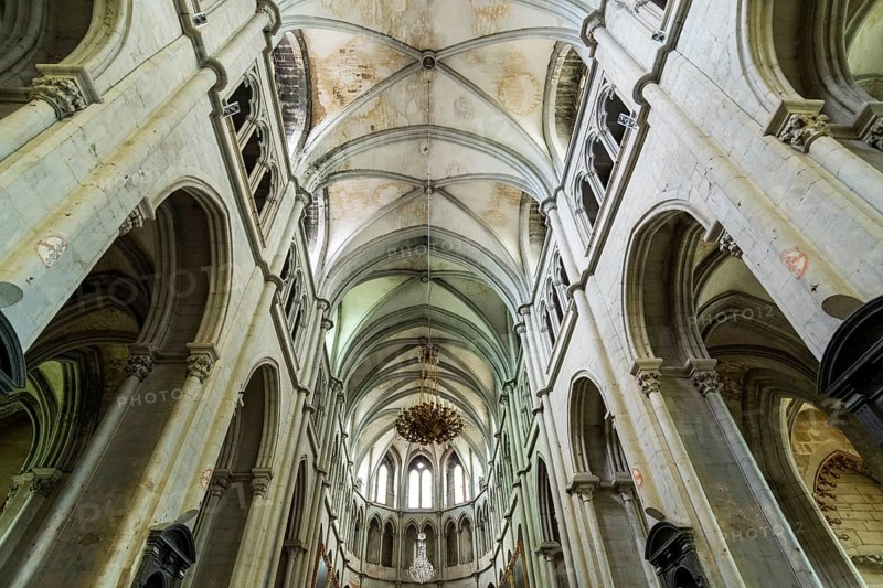 Saint-Antoine l'Abbaye labeled Les Plus Beaux Villages de France. Interior of the Abbey Church built from the 12th to the 15th century. Isere. Auvergne-Rhone-Alpes. France