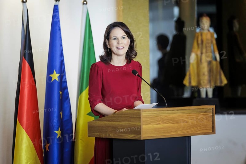 Annalena Bärbock (Alliance 90/The Greens), Federal Foreign Minister, pictured during a meeting with the press in Dakar, 15 July 2024