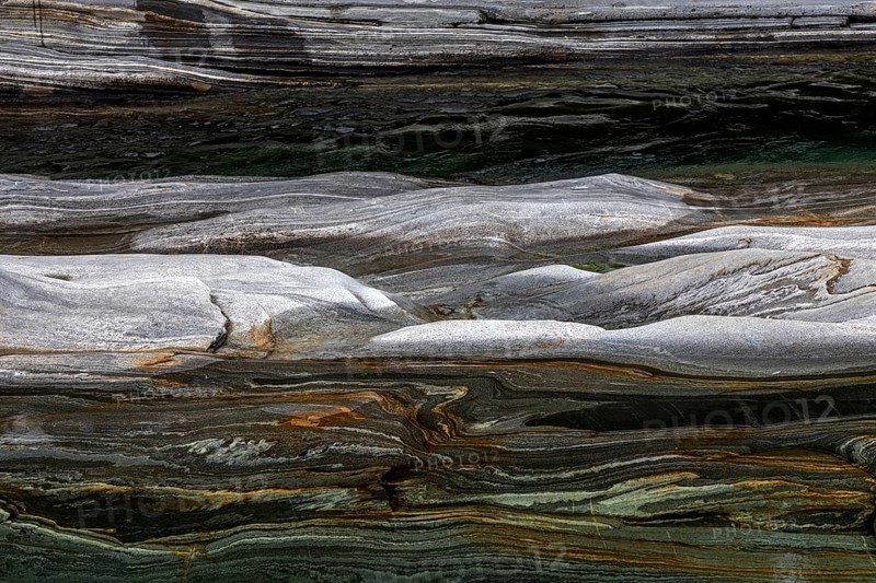Rocks, rock structures, Verzasca River, near Lavertezzo, Verzasca Valley, Valle Verzasca, Canton Ticino, Switzerland, Europe
